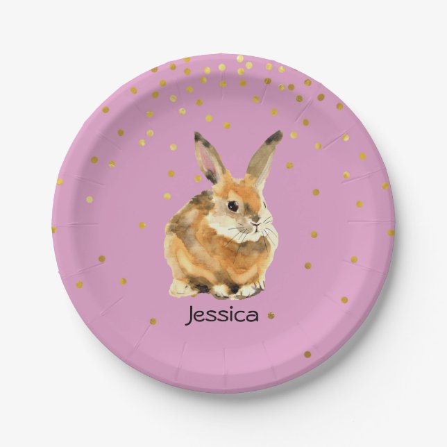 Rabbit Birthday Party Paper Plate (Front)