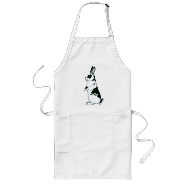 Rabbit:  Black and White Long Apron (Front)