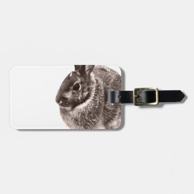 Rabbit  Black and white Luggage Tag (Front Horizontal)