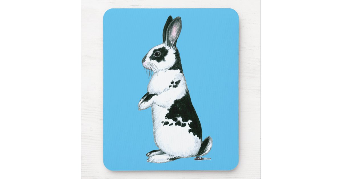 Rabbit: Black and White Mouse Mat | Zazzle