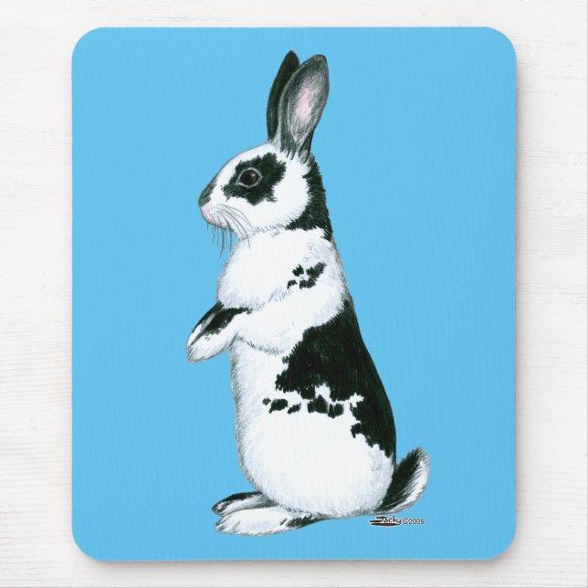 Rabbit:  Black and White Mouse Mat (Front)