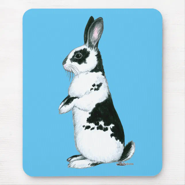 Rabbit: Black and White Mouse Mat | Zazzle
