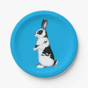 Rabbit:  Black and White Paper Plate