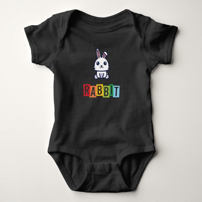 Rabbit blk baby bodysuit (Front)
