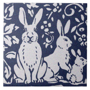 Rabbit Blue Grey Granite Stone Woodland Animal Art Tile