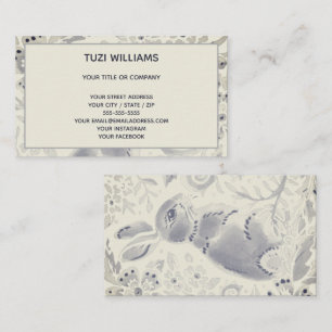 Rabbit Blue Grey Watercolor Modern Nature Custom Business Card