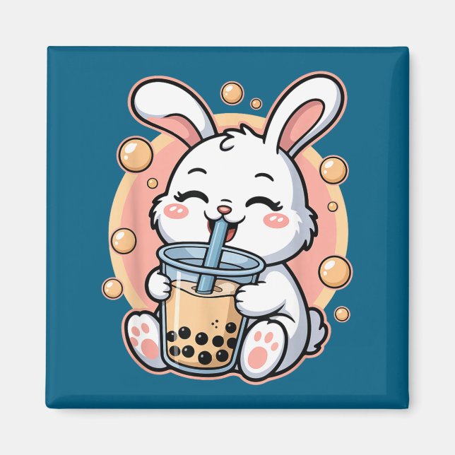 Rabbit Boba Tea Bubble Tea Magnet (Front)