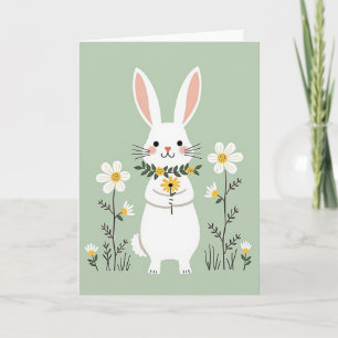 Rabbit Bouquet Springtime Card