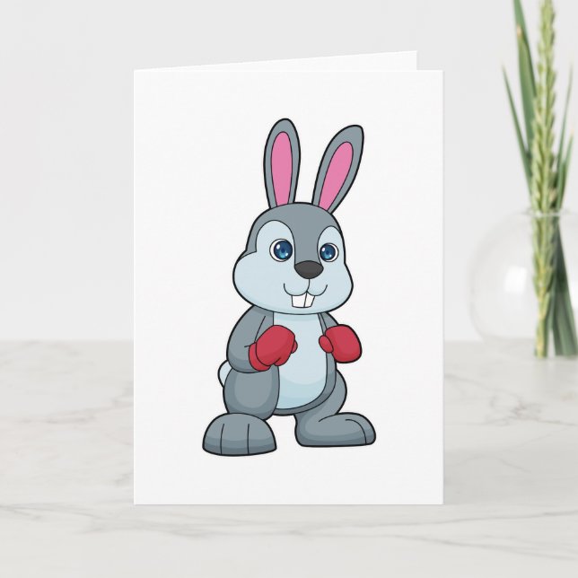 Rabbit Boxing Boxer Boxing gloves Card (Front)