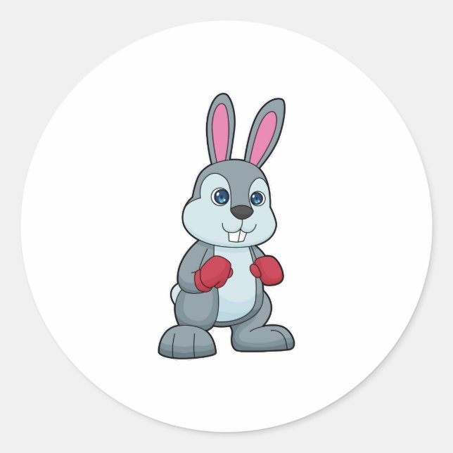 Rabbit Boxing Boxer Boxing gloves Classic Round Sticker (Front)