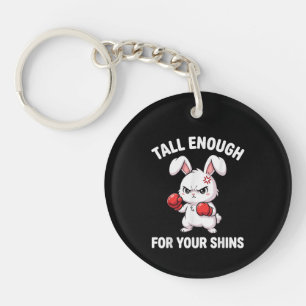 Rabbit Boxing Tall Enough for Your Shins Funny Key Ring