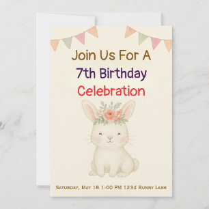 Rabbit Bunny Birthday Invitation