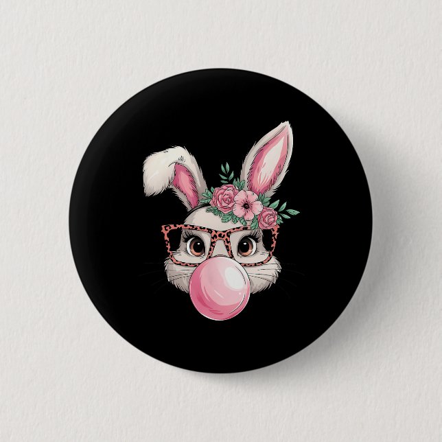 Rabbit Bunny Blowing Bubble Easter Day Cute Women  6 Cm Round Badge (Front)