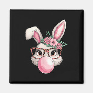 Rabbit Bunny Blowing Bubble Easter Day Cute Women Magnet