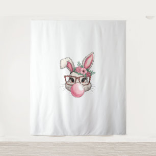 Rabbit Bunny Blowing Bubble Easter Day Cute Women Tapestry