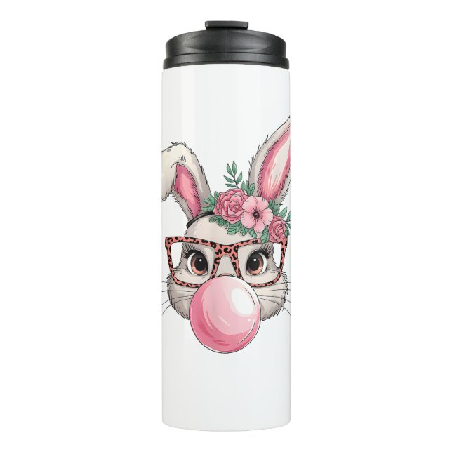 Rabbit Bunny Blowing Bubble Easter Day Cute Women  Thermal Tumbler (Front)