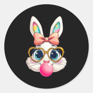Rabbit Bunny Blowing Bubble Gum Easter Day Cute 1 Classic Round Sticker