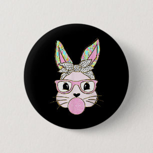 Rabbit Bunny Blowing Bubble Gum Easter Day Cute 6 Cm Round Badge