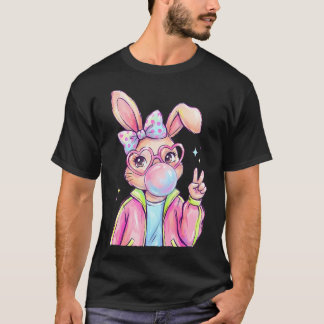 Rabbit Bunny Blowing Bubble Gum Easter Day Cute T-Shirt