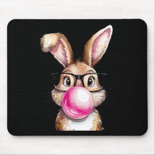 Rabbit Bunny Blowing Bubble Gum Easter Day Pink Wo Mouse Mat