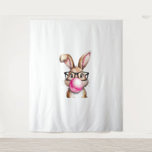 Rabbit Bunny Blowing Bubble Gum Easter Day Pink Wo Tapestry