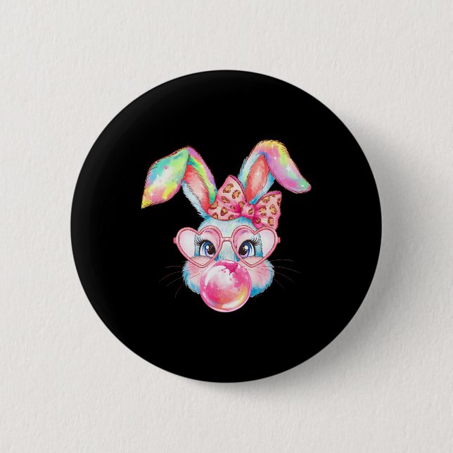 Rabbit Bunny Blowing Bubble Happy Easter Cute Bunn 6 Cm Round Badge (Front)