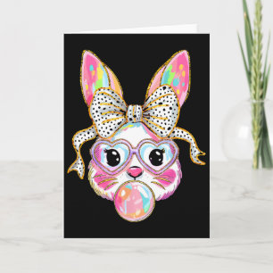 Rabbit Bunny Blowing Bubble Happy Easter Cute Bunn Card