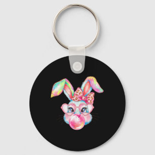Rabbit Bunny Blowing Bubble Happy Easter Cute Bunn Key Ring