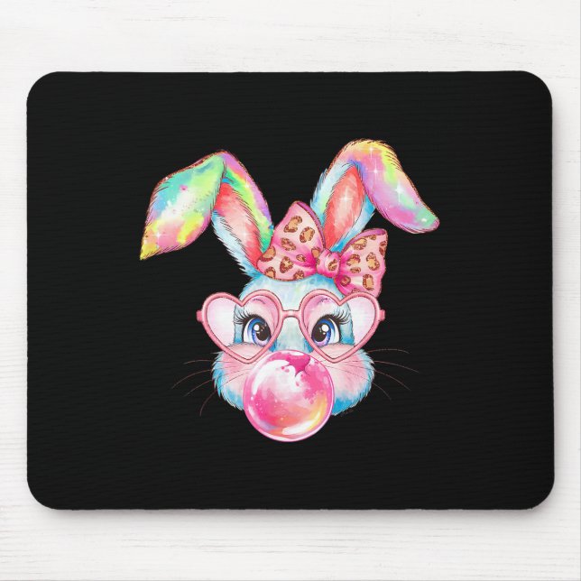 Rabbit Bunny Blowing Bubble Happy Easter Cute Bunn Mouse Mat (Front)