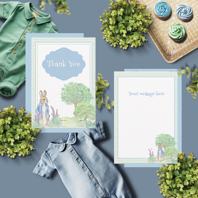 Rabbit Bunny Blue Baby Shower  Thank You Card (Creator Uploaded)