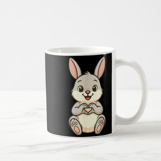 Rabbit Bunny Doing Heart With Hands Valentines Day Coffee Mug (Right)