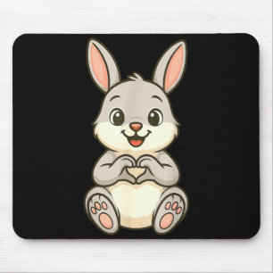 Rabbit Bunny Doing Heart With Hands Valentines Day Mouse Mat