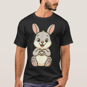 Rabbit Bunny Doing Heart With Hands Valentines Day T-Shirt