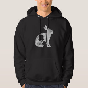 Rabbit Bunny Gift St. Patrick's Day Shamrock Clove Hoodie