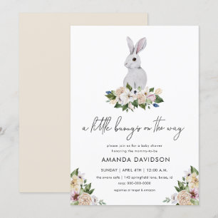 Rabbit Bunny Greenery Gender Neutral Baby Shower Invitation