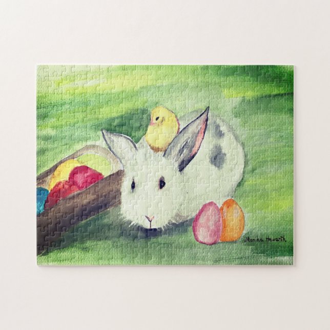 Rabbit Bunny Hare Easter Animal Wildlife Cute Egg  Jigsaw Puzzle (Horizontal)