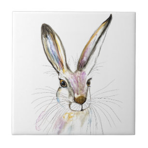 Rabbit Bunny Hare Floral Animal Wildlife Cute Tile