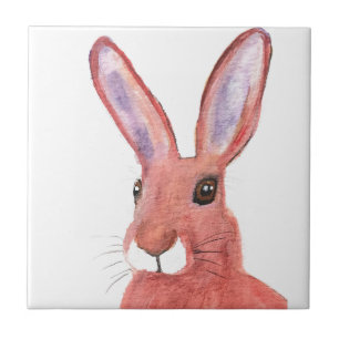 Rabbit Bunny Hare Floral Animal Wildlife Woodland Tile