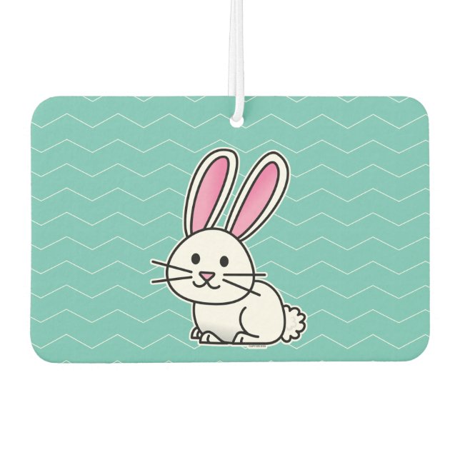 Rabbit bunny lucky white fluffy tail long ears car air freshener (Front)