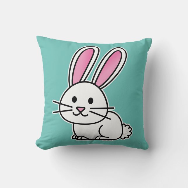 Rabbit bunny lucky white fluffy tail long ears cushion (Front)