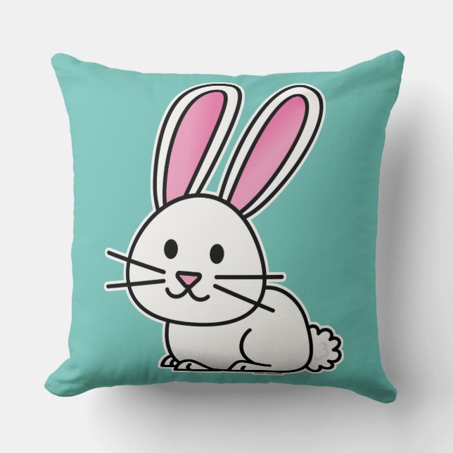 Rabbit bunny lucky white fluffy tail long ears cushion (Front)