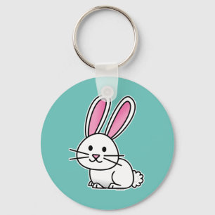 Rabbit bunny lucky white fluffy tail long ears key ring