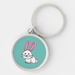 Rabbit bunny lucky white fluffy tail long ears key ring