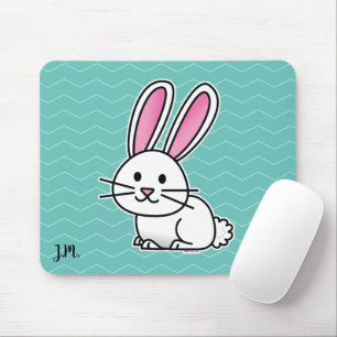 Rabbit bunny lucky white fluffy tail long ears mouse mat