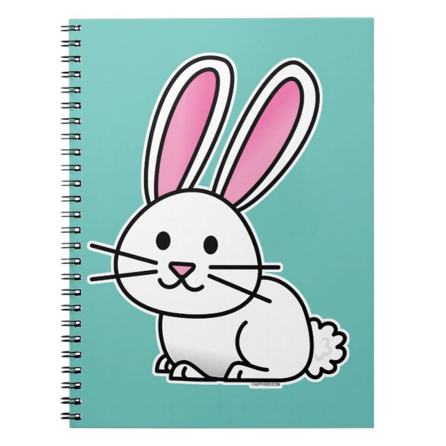 Rabbit bunny lucky white fluffy tail long ears notebook (Front)