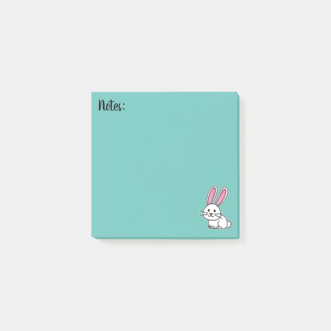 Rabbit bunny lucky white fluffy tail long ears post-it notes (Front)