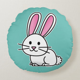 Rabbit bunny lucky white fluffy tail long ears round cushion