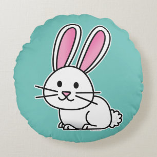 Rabbit bunny lucky white fluffy tail long ears round cushion