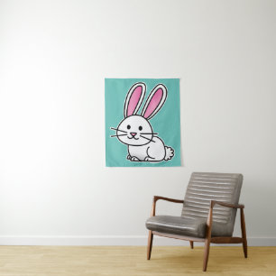 Rabbit bunny lucky white fluffy tail long ears tapestry