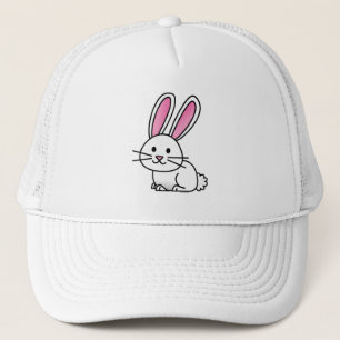 Rabbit bunny lucky white fluffy tail long ears trucker hat